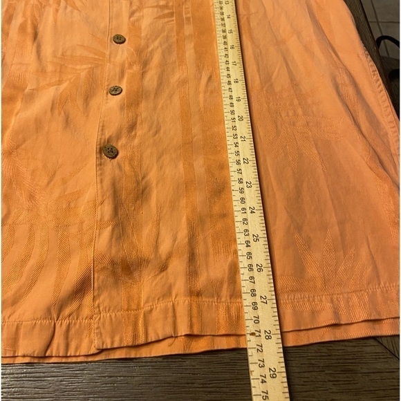 Caribbean Men orange button down  silk and cotton blend shirt sleeve  top size M - Picture 8 of 8